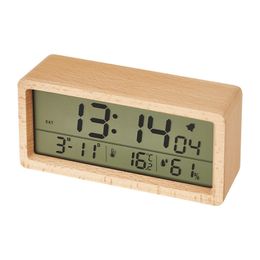 Desk Table Clocks solid wood clock simple temperature and humidity large screen wood alarm clock 230615