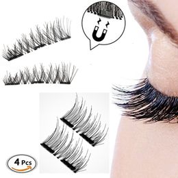 Makeup Tools Magnetic False Eyelashes with curler 4pcsset 3D eyelash extension magnets Fake makeup lash 230614