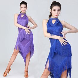 Stage Wear Women Dance Costume Ladies Adult Modern Dress Fringe Dancing Dresses Sexy Tassel Latin Ballroom