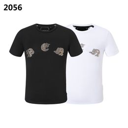 Phillip Plain Summer Men's skull Rhinestone T-shirt Beads Fashion Designer Men's T-shirt Top qp Letter Embroidery Men's Women's Clothing Short Sleeve T-shirt 2056