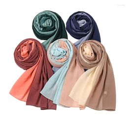 Scarves Fashion Ombre Gradient Bubble Chiffon Instant Hijab Shawl Lady High Quality Wrap Beach Cover-up Bufandas Muslim Sjaal 180 70Cm