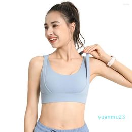 Yoga Outfit High Impact Sports Bra Underwear Shockproof Push Up Nylon Adjustable Solid Gym Running Workout Brassiere Top For Fitness