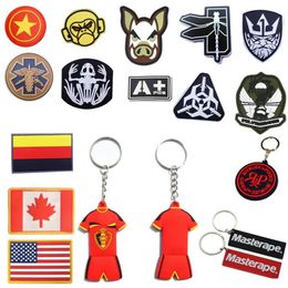 Outdoor Patches HOOK and LOOP Fastener Rubber Plastic Badges Armband Stickers Keychain Tactical PVC Patch Customization3392668274v