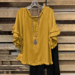 Women's Blouses Ruffle Sleeve Shirts Womens Tops And Summer Vintage Boho Style Casual Top Pullover Loose Tunic Female Clothes