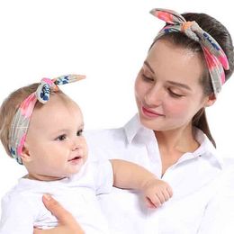 Update Cotton Mom Baby Rabbit Ears Headband Bow Headwear Mother Daughter Fashion Accessories for Women Kids Gift