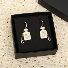 2023 Luxury quality Charm drop earring with diamond number design bottle style have box stamp PS7122B