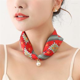Scarves Lace Fashion Silk Scarf Necklace Imitation For Woman Bandana Women's Satin Hair Wrap Apparel Solid Color
