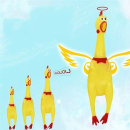 30cm 17cm 41cm Rubber Screaming Chicken Squeeze Squeaker Chew Sound Pets Toy Dog Toys Shrilling Decompression Funny Gadgets