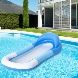 Air Inflation Toy Inflatable Water Hammock Floating Bed Chair Air Mattress Swimming Pool Beach Sleeping Cushion Mesh for Children Adults 230614