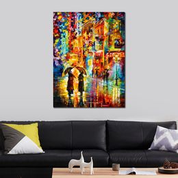 Modern Canvas Art Street Scenes Gossip Hand-painted Oil Paintings Living Room Decor