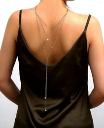 Chains Renya Trendy Pear Pendant Long Tassel Back Of Necklace Chain Boho Body For Women Girls Daily Party Sexy Jewellery Accessory