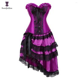 Skirts Burlesque Black Lace Fashion Women Intimate Half Slips Corset Purple Sexy Skirt Plus Size S-6XL