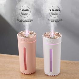 Humidifiers Portable 300ml Ultrasonic Humidifier Wireless Car Air Freshener Mist With Light Home Aroma Diffuser Dropship