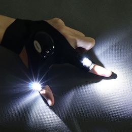 Sports Gloves Outdoor Fishing Magic Strap Fingerless LED Flashlight Torch Cover Survival Camping Hiking Cycling Rescue Tool 230615