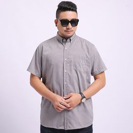 Men's Casual Shirts Men's Shirt Summer Large Size Short-sleeved Business Color: White Light Blue Dark