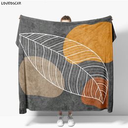 Blankets Modern Geometry Size Spicnic Scandinavian Beige White Grey Plant Tropical Leaves Throw Bed Sauna Soft Blanket Elegant Gift Salon 230614