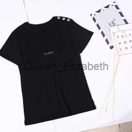 Womens TShirt Womens T Shirt Short Sleeve Paris Women Tshirt over Size Tshirt Girl Bronzing Button Printing Letter Female Summer Fashion Clothing Black W J230615