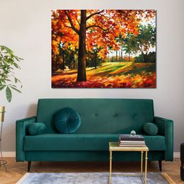 Textured Contemporary Art Freedom of Autumn Hand Painted Street Scenic Canvas Painting Bedroom Decor