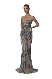 Berta Prom Dresses Jewel Lace Appliques Sequins Beaded Mermaid Evening Gowns Custom Made Sweep Train Special Occasion Dress