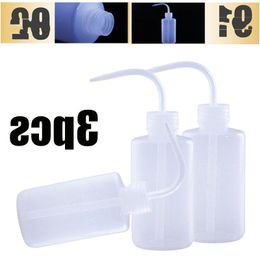 3pcs 250ml Curved Mouth Diffuser Plastic Wash Squirt Squeeze Bottle Lab Non-Spray Tattoo Bottles Accessories Refillable Vweeo