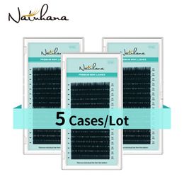 Makeup Tools NATUHANA 5 CasesLot 16rows Eyelash Extension Premium Matte Black Individual Mink Natural Soft False Lashes Cilios 230614