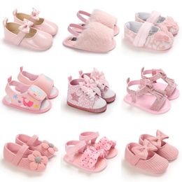 First Walkers Summer Fashion Born Pink Baby Buty Niezlepione dno dla dziewcząt Elegancki oddychający wypoczynek spaceru 230615