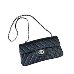 designer shoulder bag genuine leather fashion black pure cowhide caviar metal chain single shoulder oblique straddle bag sewing thread