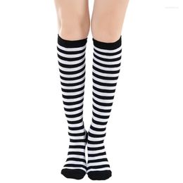 Women Socks M2EA Colourful Striped Knee High Stripe Coloured Tube Long Sock Soft & Comfortable