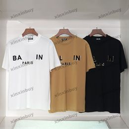 xinxinbuy Men designer Tee t shirt 23ss paris letter print France short sleeve cotton women black white Grey S-2XL