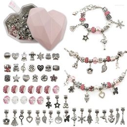 Strand ZG 55 Pcs Pink Love Box DIY Bracelet Set Handmade Fashion Bracelets For Children Jewellery Gifts