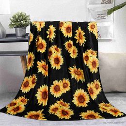 Blankets Sunflower Print Super Soft Throw Blanket for Bed Couch Sofa Lightweight Travelling Camping Throw Size for Kids Women Boys R230615