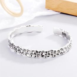 Bangle Personality Irregular Bark Retro Thai Silver Color Female Resizable Bracelet For Women Fashion Jewelry Trendy Gift