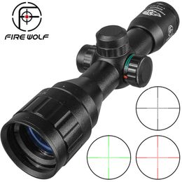 FIRE WOLF 4X32 AOE Rifle Scope tactical Optical Sight airsoft accessories Range Mirror Spotting scope for rifle hunting