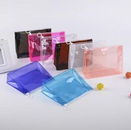 Colourful Transparent Plastic Zipper Bag Cosmetic PVC Stationery Bag Creative Wash Bag Wholesale