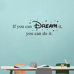 Wandaufkleber „If You Can Dream It You Can Do It“, selbstklebend, inspirierender Satz, Wandaufkleber für Wohnzimmer, Heimaufkleber, Wandkunst