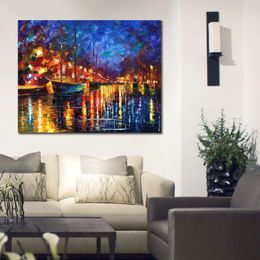 Street Landscape Canvas Art Memoirs Handmade Modern Painting for Family Room Decor