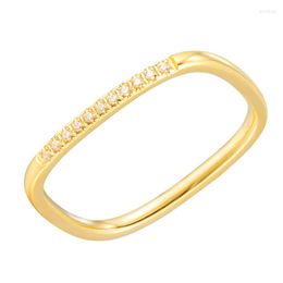 Wedding Rings Unique Design 0.11cm Wide Square Shape CNC Inlay Zircon Ring Stainless Steel High Quality Jewellery Woman Gift