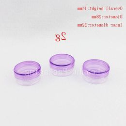 2g purple empty cream cosmetic bottles with screw cap, sample lip balm jar small display PS container 2g plastic cream jars Skoin