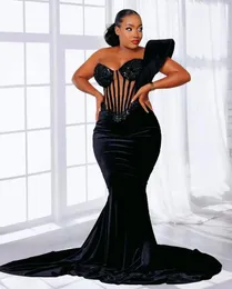 2023 Aso Ebi Mermaid Velvet Prom Dress Sweetheart Sexy Evening Formal Party Second Reception Birthday Bridesmaid Engagement Gowns Dresses Robe De Soiree ZJ371