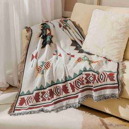 Blanket 2023 Fashion Beach Outdoor Camping Tassels Blanket Ethnic Striped Plaid Blanket for Beds Sofa Travel Rug R230615