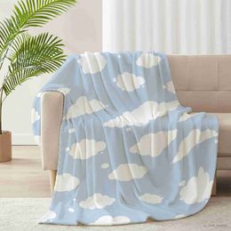 Blankets White Cloud Blanket Blue Sky Throw Blanket Good Gift for Girl Boy Super Soft Fleece Lightweight Suitable for Sofa Chairs R230615