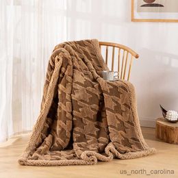 Blanket Plaid Throw Blanket Thick Blanket for Beds Warm Flurry Stich Nap Sofa Cover Fleece Home Textile Garden R230615