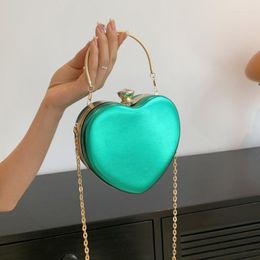 Evening Bags Cute Heart For Women 2023 Fashion Patent Leather Handbag Chain Sweet Candy Colors Small Crossbody Shoulder Bag Woman