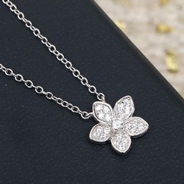 Chains Pure 925 Sterling Silver High Quality Trend Luxury Jewelry Ladies Mini Cherry Blossom Exquisite Necklace Birthday Gift