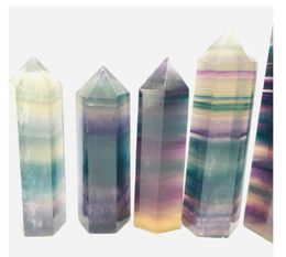 2021 Natural Colourful Fluorite Crystal Quartz Tower Quartz Point Fluorite Crystal Obelisk Wand Healing Crystal 15 sizes