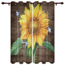 Curtain Sunflower Butterfly Large Curtains For Living Room Window Bedroom Kitchen Balcony Gazebo Divider