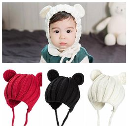 Berets Kawaii Baby Girls Crochet Knitting Round Mouse Ear Hat Children Knit Turban Headwear Pography Props