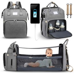 Diaper Bags Fashionable Mommy Bag Folding Baby Bed Mother Large Capacity Portable Milk Bottle Double Shoulder Moms 230615