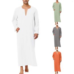 Ethnic Clothing Oversized Tops Men Mens Muslim Arabia Casual Long Sleeve Pocket Loose Robe Shirt Solid Tall Shirts Adult Romper