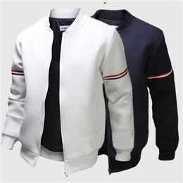 Men's Jackets Men Jacket Daily Fall Winter Zipper Windbreak Coat Webbing Stand Collar Regular Fit Active Long Sleeve Baseball Uniform